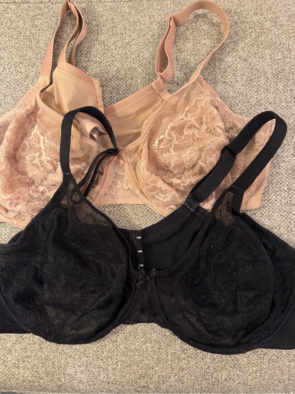 Lace Underwire Bra Duo — Black and Nude Support